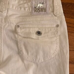 Michael Kors Bootcut Y2K Jeans Size 6 Mid Rise White Flap Pocket Stretch